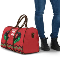 Kenya Cricket Custom Travel Bag Red Lion Head with Kenyan Pattern - Wonder Print Shop