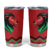 Kenya Cricket Custom Tumbler Cup Red Lion Head with Kenyan Pattern - Wonder Print Shop