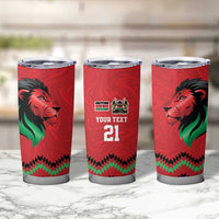 Kenya Cricket Custom Tumbler Cup Red Lion Head with Kenyan Pattern - Wonder Print Shop