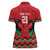 Kenya Cricket Custom Women Polo Shirt Red Lion Head with Kenyan Pattern - Wonder Print Shop
