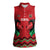 Kenya Cricket Custom Women Sleeveless Polo Shirt Red Lion Head with Kenyan Pattern - Wonder Print Shop