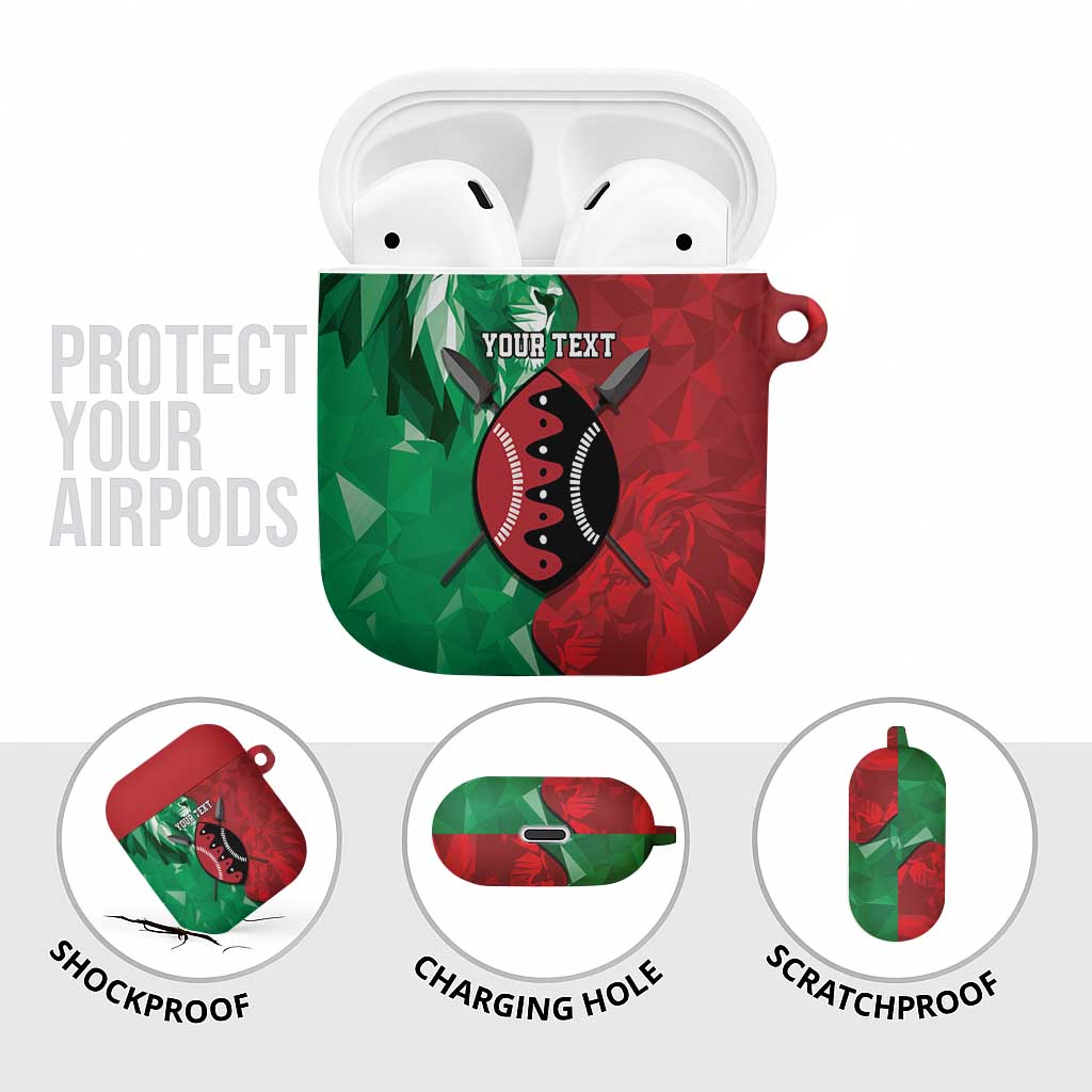 Personalized Kenya Maasai Shield AirPods Case Green Red Kenyan Lion Half Style - Wonder Print Shop