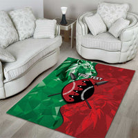 Personalized Kenya Maasai Shield Area Rug Green Red Kenyan Lion Half Style - Wonder Print Shop