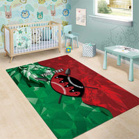 Personalized Kenya Maasai Shield Area Rug Green Red Kenyan Lion Half Style - Wonder Print Shop