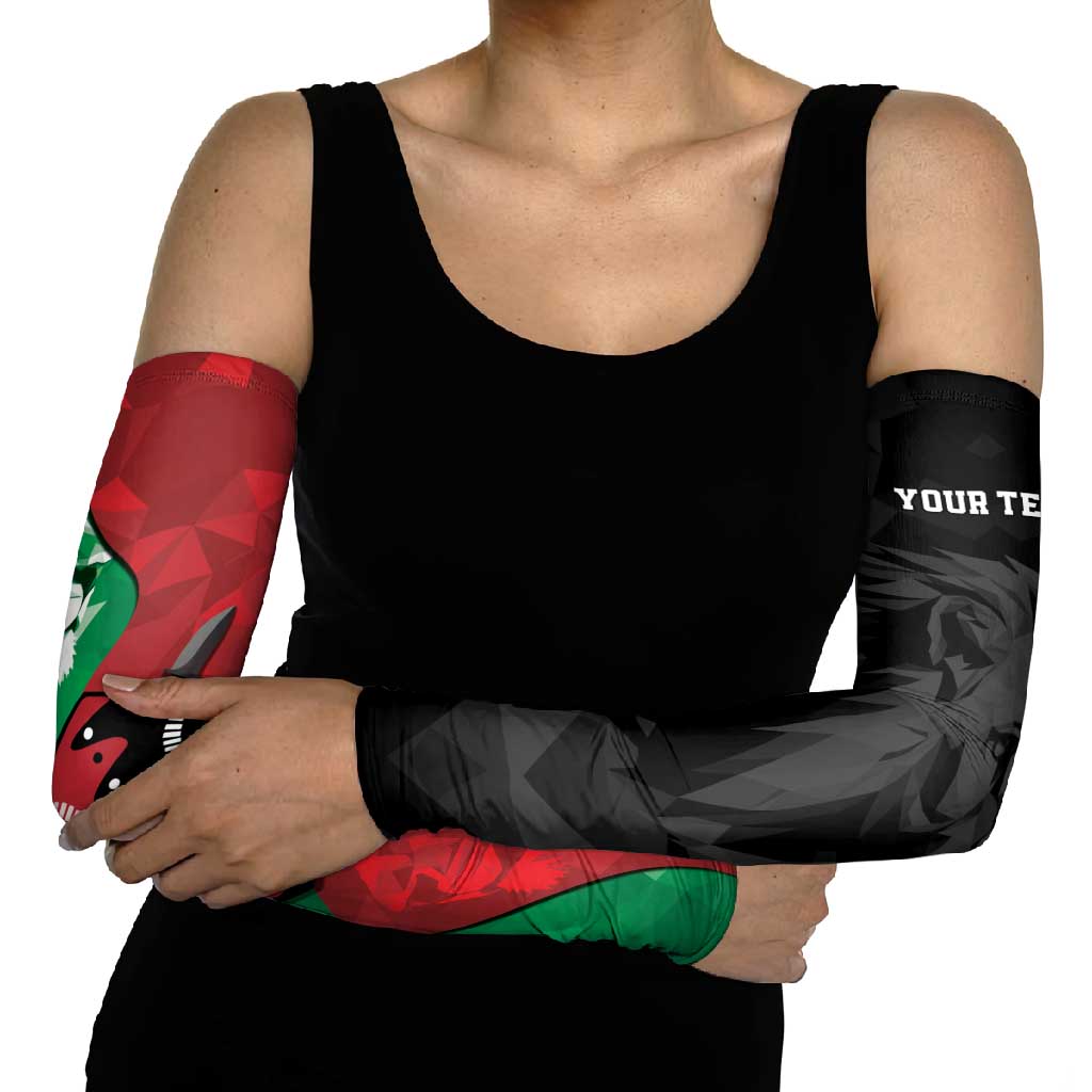 Personalized Kenya Maasai Shield Arm Sleeves Green Red Kenyan Lion Half Style - Wonder Print Shop