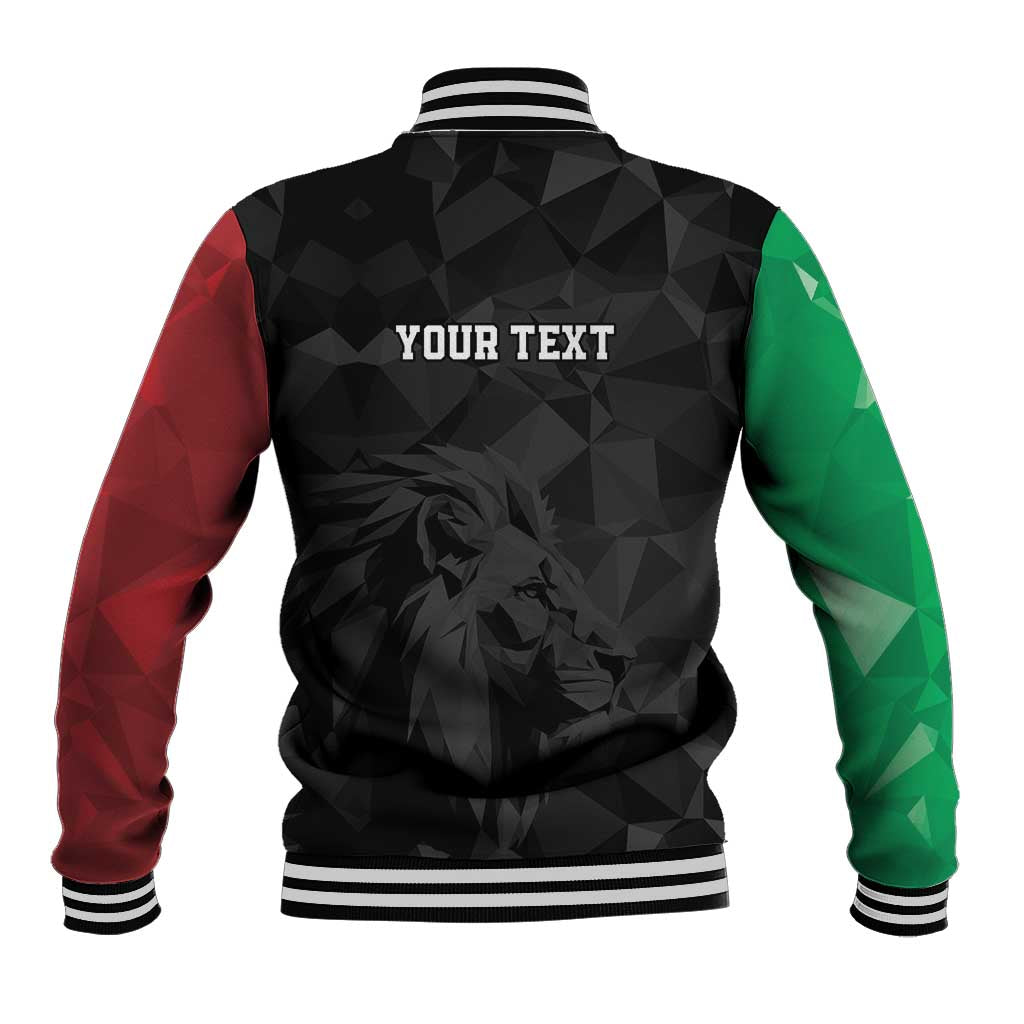 Personalized Kenya Maasai Shield Baseball Jacket Green Red Kenyan Lion Half Style - Wonder Print Shop