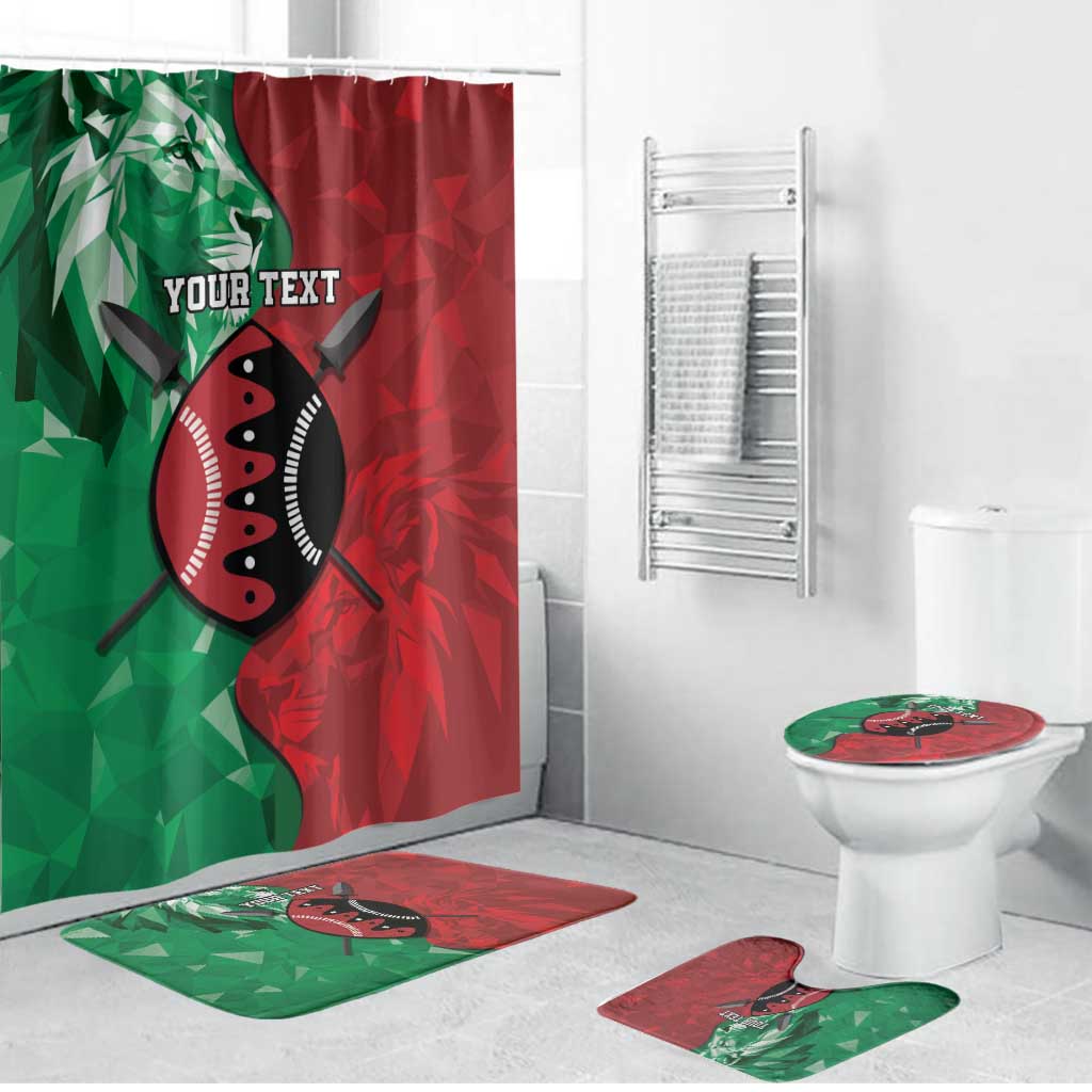 Personalized Kenya Maasai Shield Bathroom Set Green Red Kenyan Lion Half Style - Wonder Print Shop