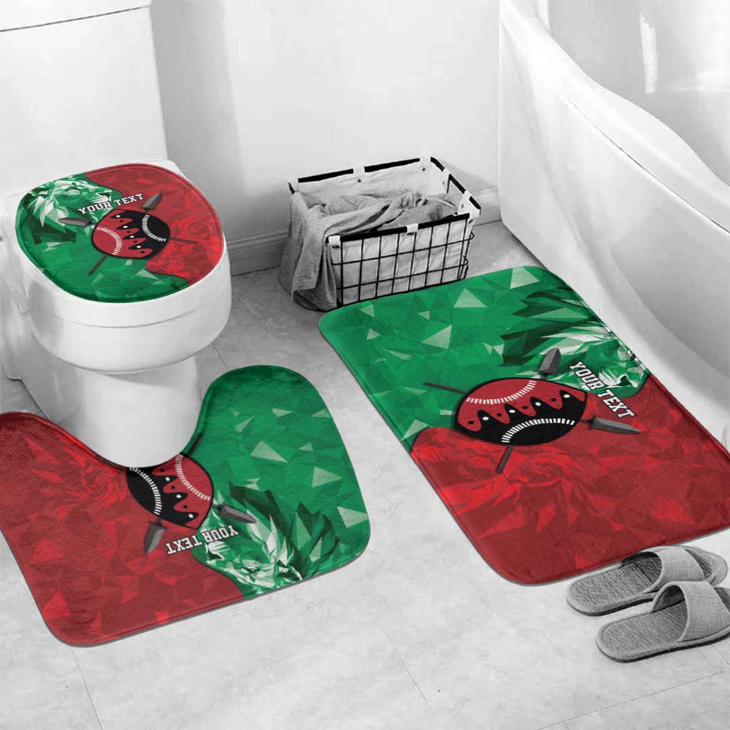 Personalized Kenya Maasai Shield Bathroom Set Green Red Kenyan Lion Half Style - Wonder Print Shop