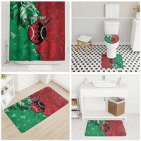 Personalized Kenya Maasai Shield Bathroom Set Green Red Kenyan Lion Half Style - Wonder Print Shop