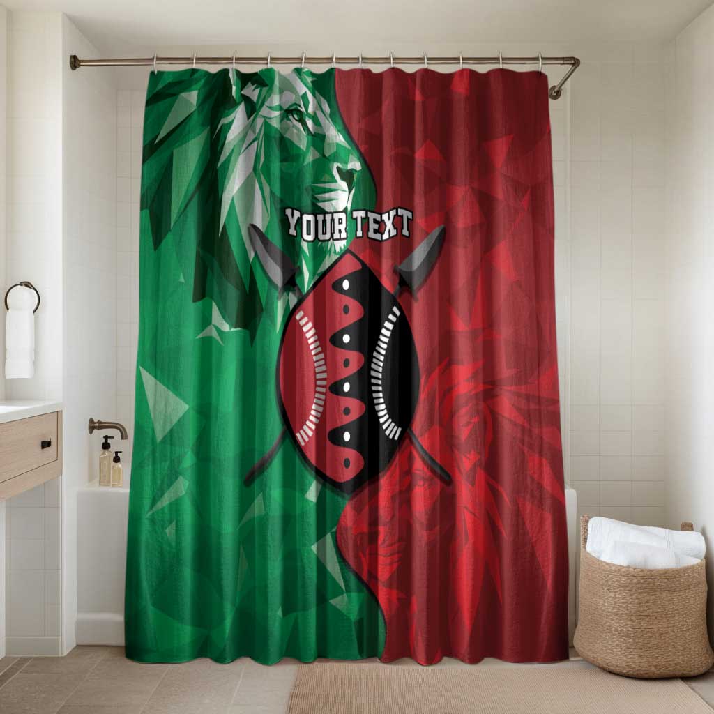 Personalized Kenya Maasai Shield Bathroom Set Green Red Kenyan Lion Half Style - Wonder Print Shop