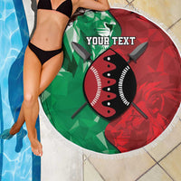 Personalized Kenya Maasai Shield Beach Blanket Green Red Kenyan Lion Half Style - Wonder Print Shop