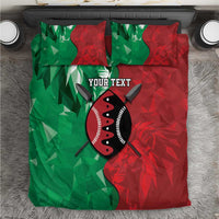 Personalized Kenya Maasai Shield Bedding Set Green Red Kenyan Lion Half Style - Wonder Print Shop
