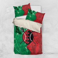 Personalized Kenya Maasai Shield Bedding Set Green Red Kenyan Lion Half Style - Wonder Print Shop