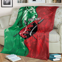 Personalized Kenya Maasai Shield Blanket Green Red Kenyan Lion Half Style - Wonder Print Shop