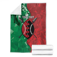 Personalized Kenya Maasai Shield Blanket Green Red Kenyan Lion Half Style - Wonder Print Shop
