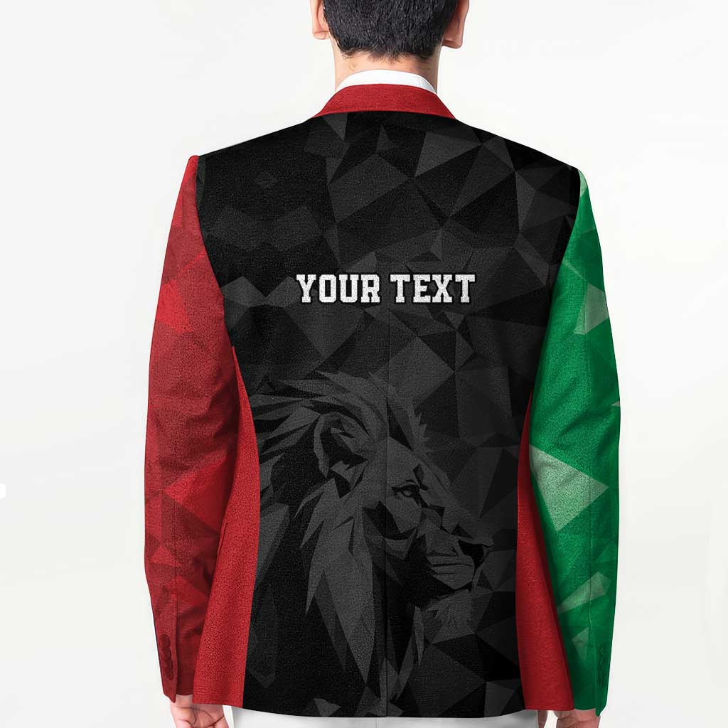 Personalized Kenya Maasai Shield Blazer Green Red Kenyan Lion Half Style - Wonder Print Shop