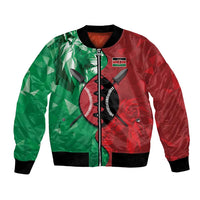 Personalized Kenya Maasai Shield Bomber Jacket Green Red Kenyan Lion Half Style - Wonder Print Shop
