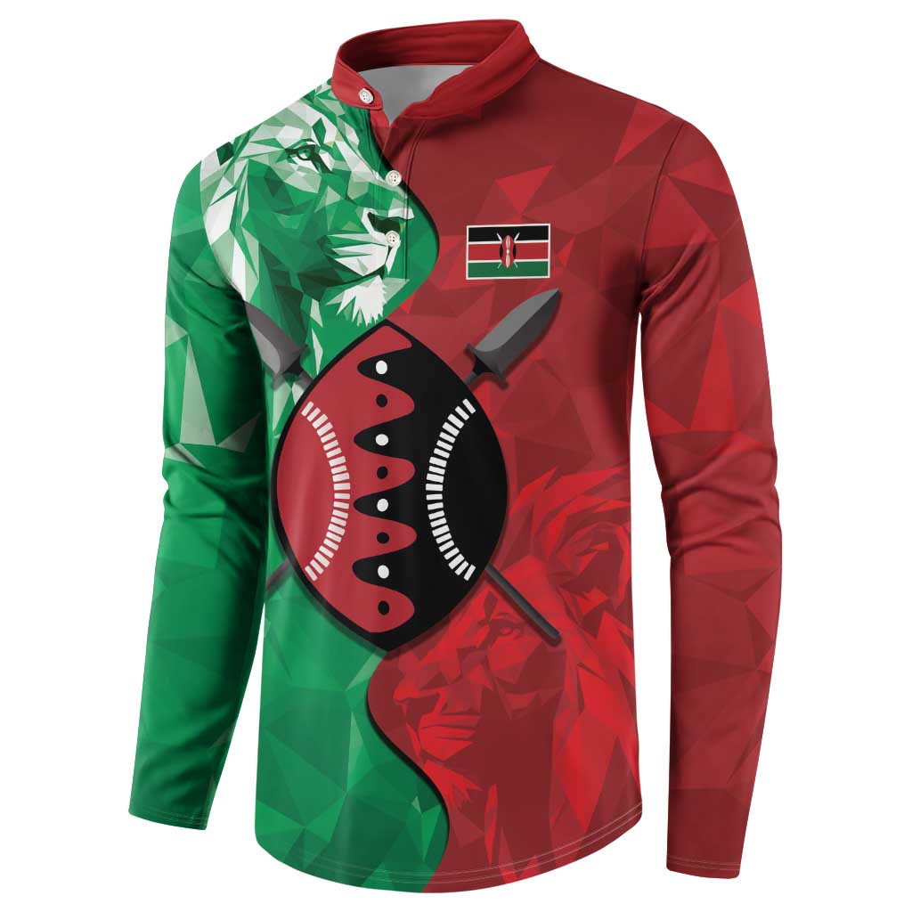 Personalized Kenya Maasai Shield Button Sweatshirt Green Red Kenyan Lion Half Style - Wonder Print Shop