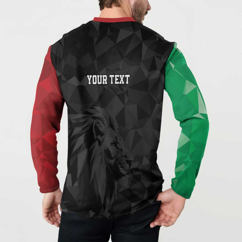 Personalized Kenya Maasai Shield Button Sweatshirt Green Red Kenyan Lion Half Style - Wonder Print Shop