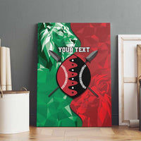 Personalized Kenya Maasai Shield Canvas Wall Art Green Red Kenyan Lion Half Style - Wonder Print Shop
