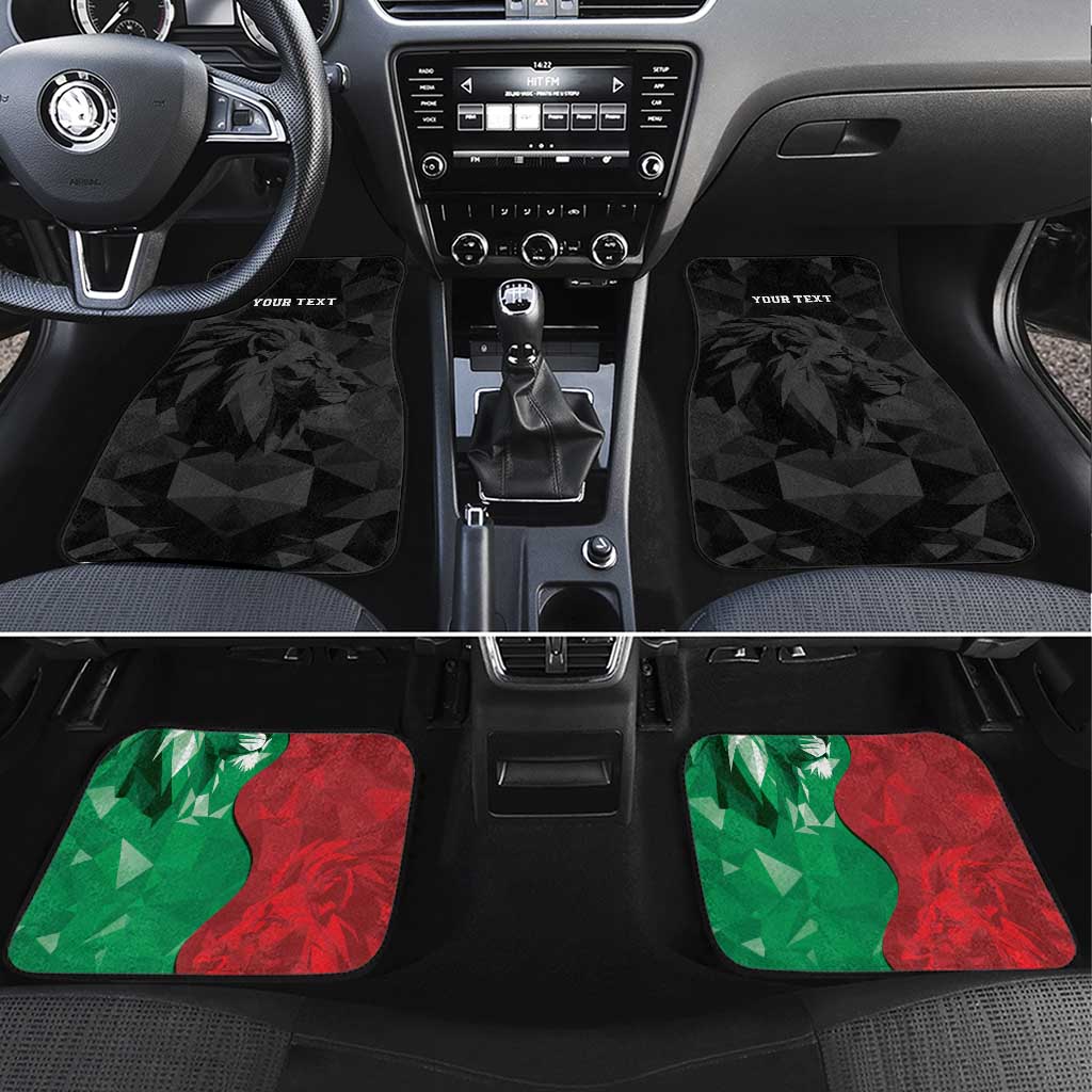 Personalized Kenya Maasai Shield Car Mats Green Red Kenyan Lion Half Style - Wonder Print Shop