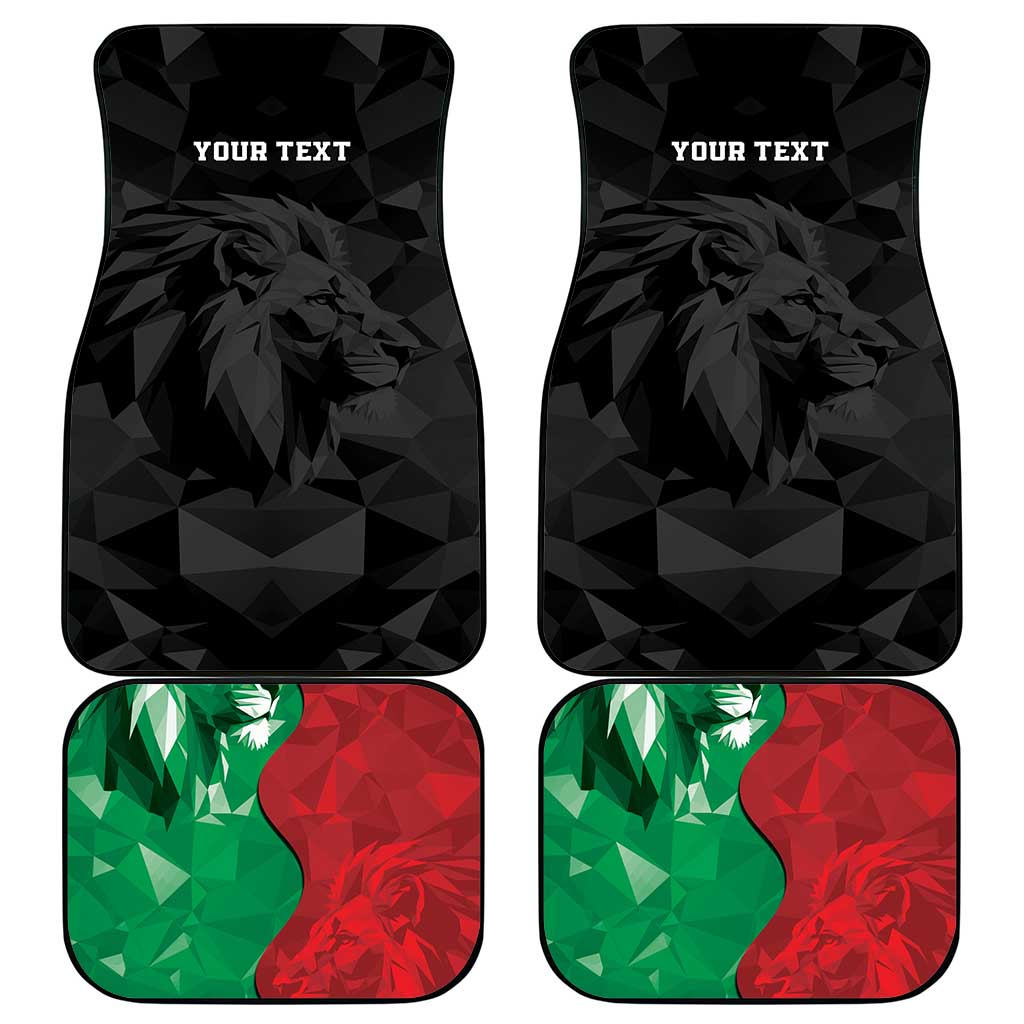 Personalized Kenya Maasai Shield Car Mats Green Red Kenyan Lion Half Style - Wonder Print Shop