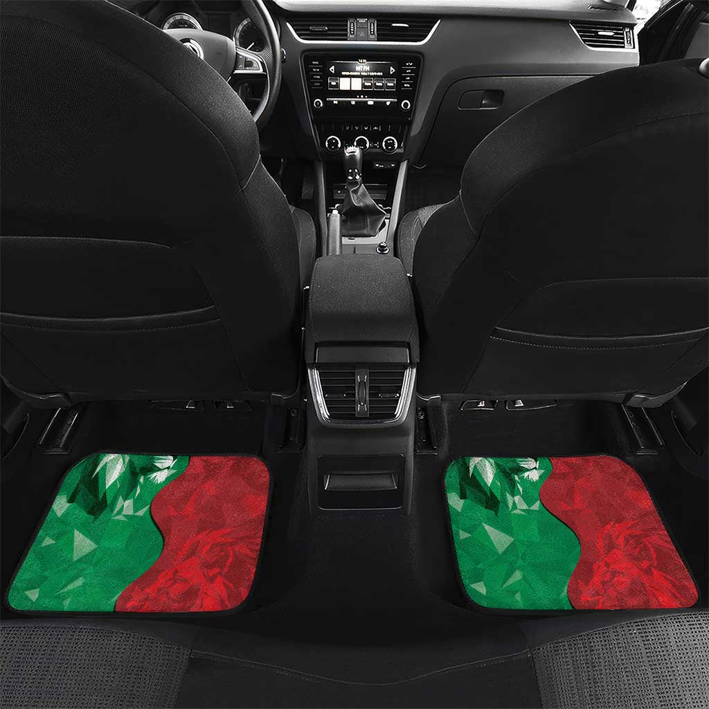 Personalized Kenya Maasai Shield Car Mats Green Red Kenyan Lion Half Style - Wonder Print Shop