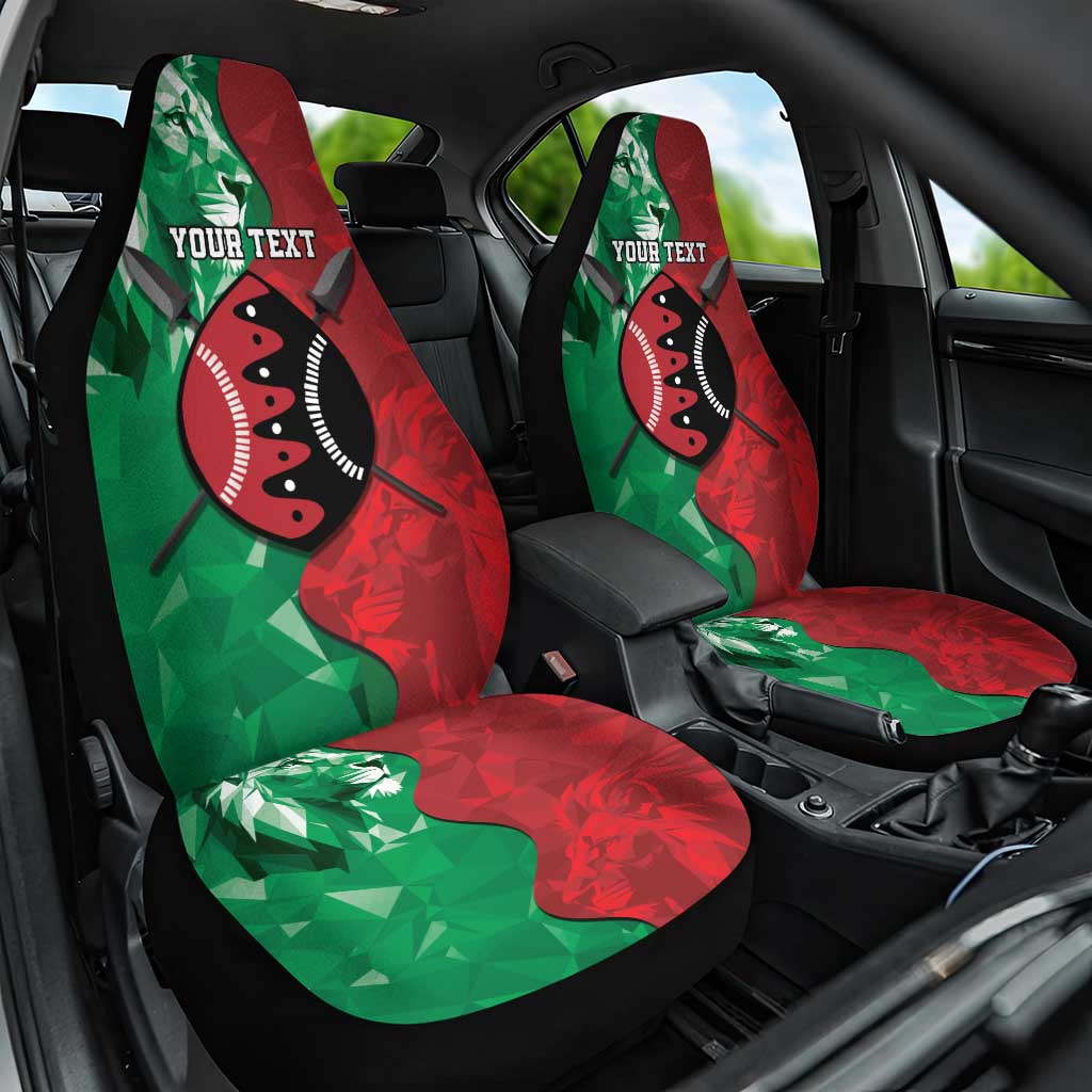 Personalized Kenya Maasai Shield Car Seat Cover Green Red Kenyan Lion Half Style - Wonder Print Shop