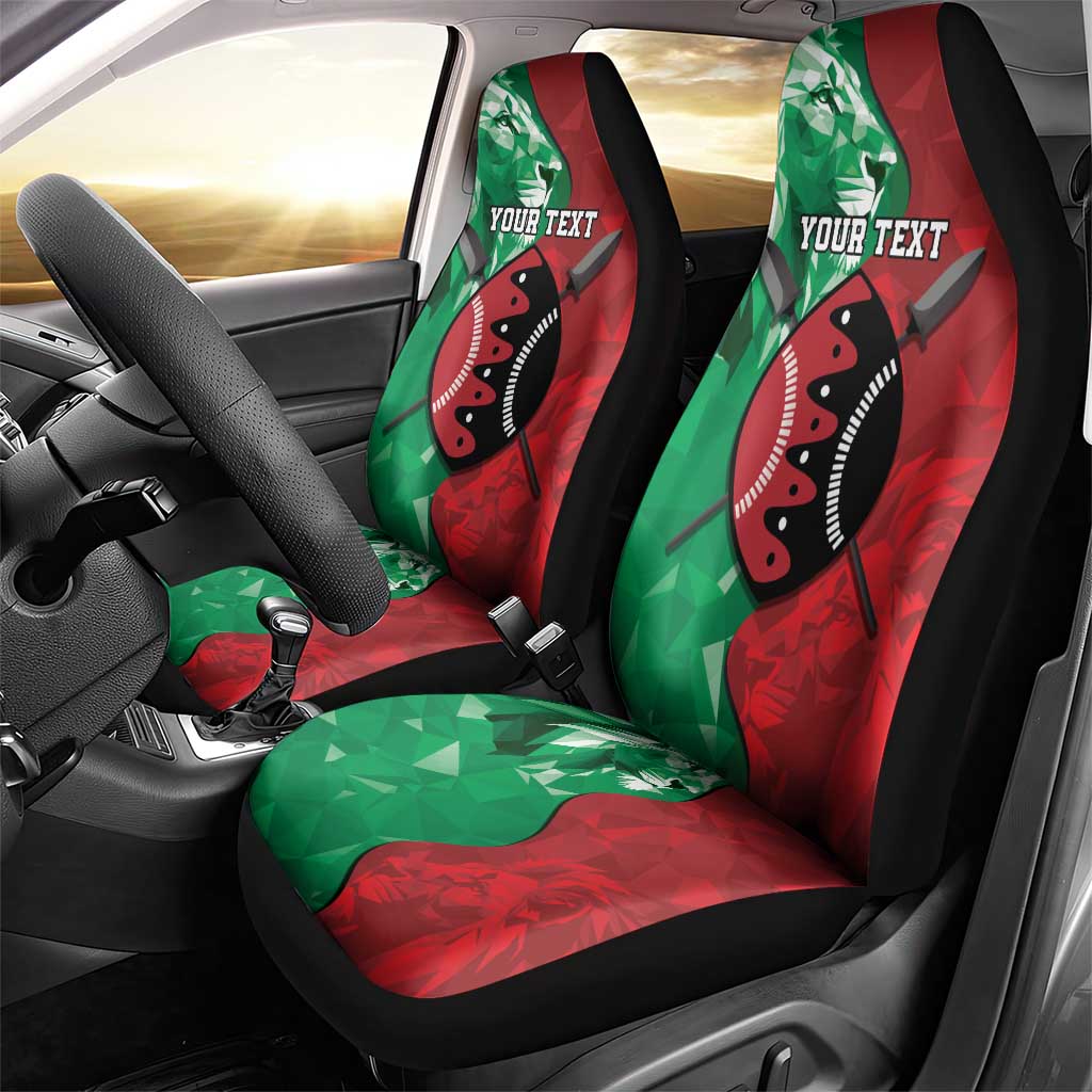 Personalized Kenya Maasai Shield Car Seat Cover Green Red Kenyan Lion Half Style - Wonder Print Shop