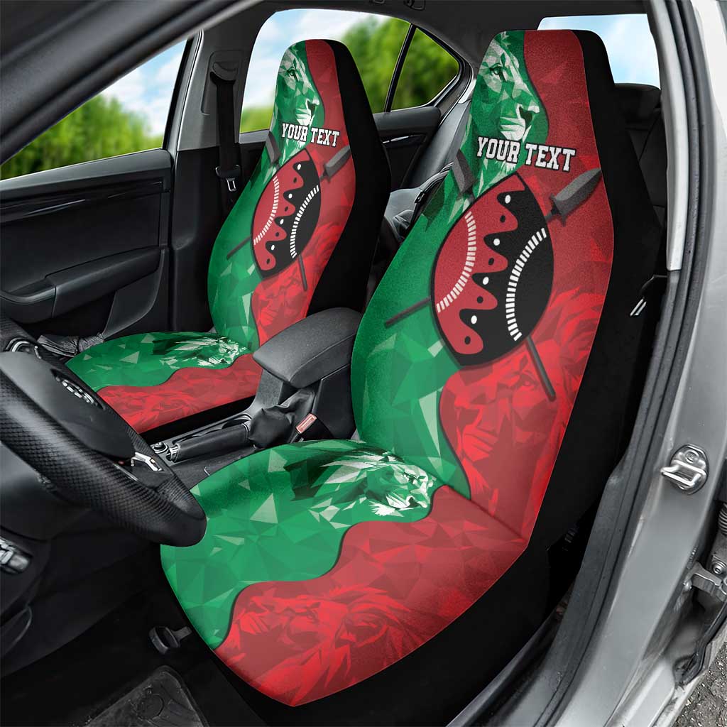 Personalized Kenya Maasai Shield Car Seat Cover Green Red Kenyan Lion Half Style - Wonder Print Shop