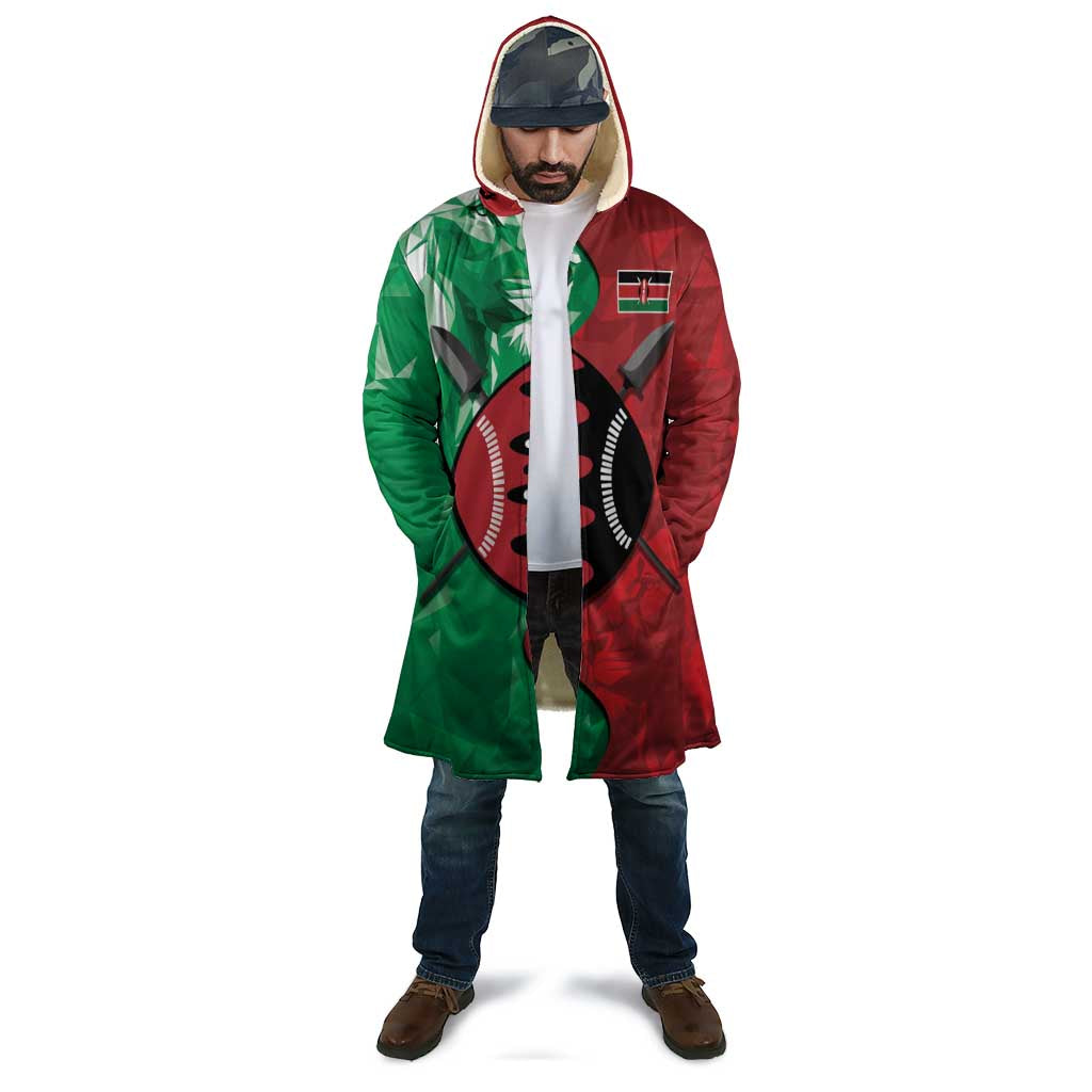 Personalized Kenya Maasai Shield Cloak Green Red Kenyan Lion Half Style - Wonder Print Shop