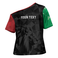 Personalized Kenya Maasai Shield Cross Shoulder Shirt Green Red Kenyan Lion Half Style - Wonder Print Shop