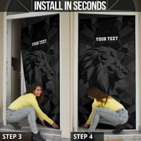 Personalized Kenya Maasai Shield Door Cover Green Red Kenyan Lion Half Style - Wonder Print Shop