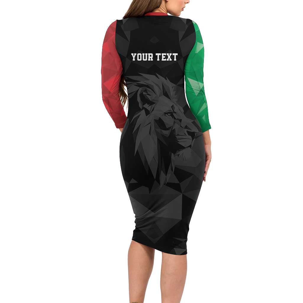 Personalized Kenya Maasai Shield Family Matching Long Sleeve Bodycon Dress and Hawaiian Shirt Green Red Kenyan Lion Half Style - Wonder Print Shop