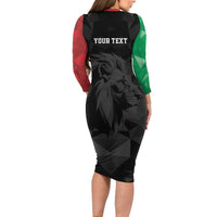 Personalized Kenya Maasai Shield Family Matching Long Sleeve Bodycon Dress and Hawaiian Shirt Green Red Kenyan Lion Half Style - Wonder Print Shop