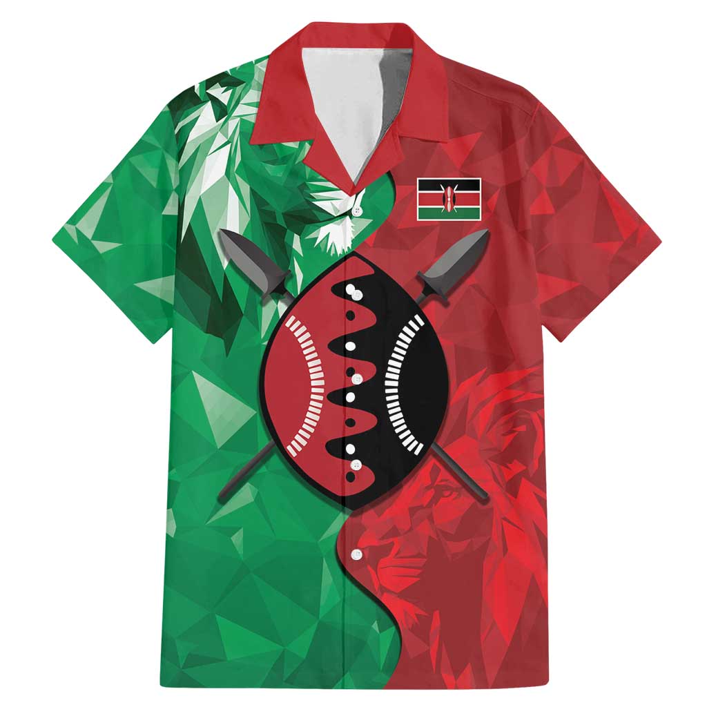 Personalized Kenya Maasai Shield Family Matching Mermaid Dress and Hawaiian Shirt Green Red Kenyan Lion Half Style - Wonder Print Shop