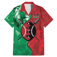 Personalized Kenya Maasai Shield Family Matching Mermaid Dress and Hawaiian Shirt Green Red Kenyan Lion Half Style - Wonder Print Shop