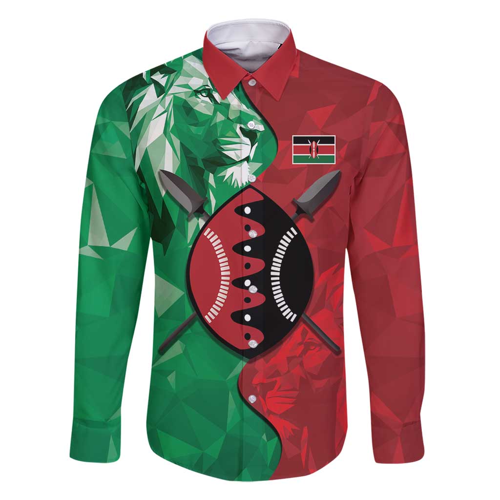 Personalized Kenya Maasai Shield Family Matching Mermaid Dress and Hawaiian Shirt Green Red Kenyan Lion Half Style - Wonder Print Shop