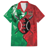 Personalized Kenya Maasai Shield Family Matching Off The Shoulder Long Sleeve Dress and Hawaiian Shirt Green Red Kenyan Lion Half Style - Wonder Print Shop