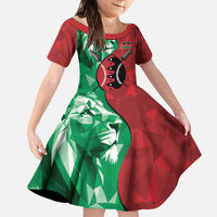 Personalized Kenya Maasai Shield Family Matching Off Shoulder Maxi Dress and Hawaiian Shirt Green Red Kenyan Lion Half Style - Wonder Print Shop