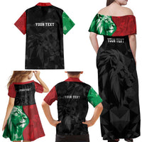 Personalized Kenya Maasai Shield Family Matching Off Shoulder Maxi Dress and Hawaiian Shirt Green Red Kenyan Lion Half Style - Wonder Print Shop