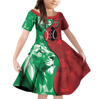 Personalized Kenya Maasai Shield Family Matching Off Shoulder Short Dress and Hawaiian Shirt Green Red Kenyan Lion Half Style - Wonder Print Shop
