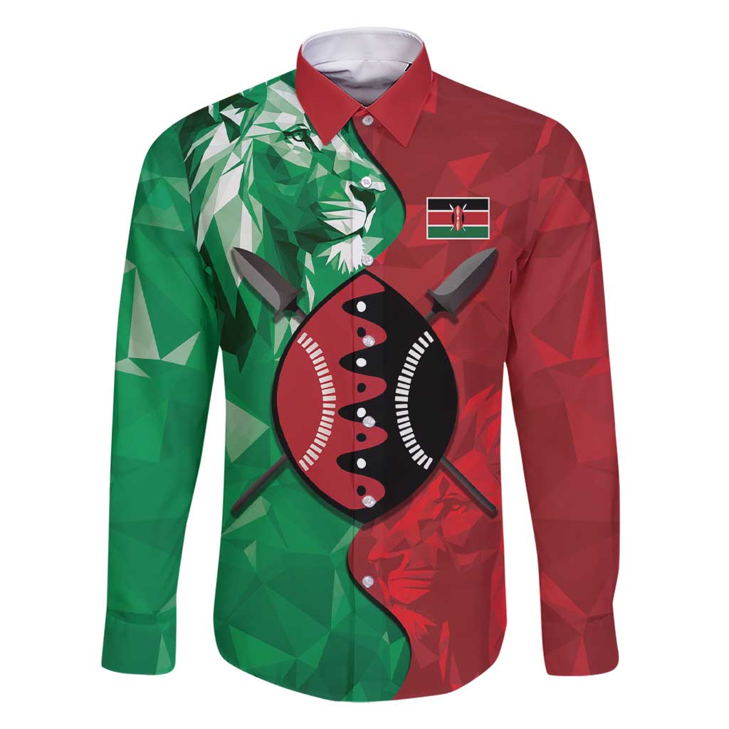 Personalized Kenya Maasai Shield Family Matching Short Sleeve Bodycon Dress and Hawaiian Shirt Green Red Kenyan Lion Half Style - Wonder Print Shop