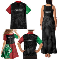 Personalized Kenya Maasai Shield Family Matching Tank Maxi Dress and Hawaiian Shirt Green Red Kenyan Lion Half Style - Wonder Print Shop