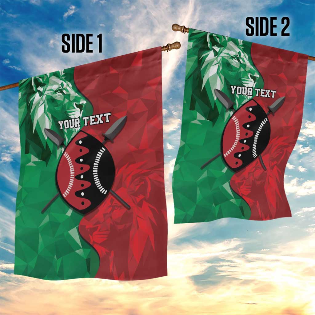 Personalized Kenya Maasai Shield Garden Flag Green Red Kenyan Lion Half Style - Wonder Print Shop