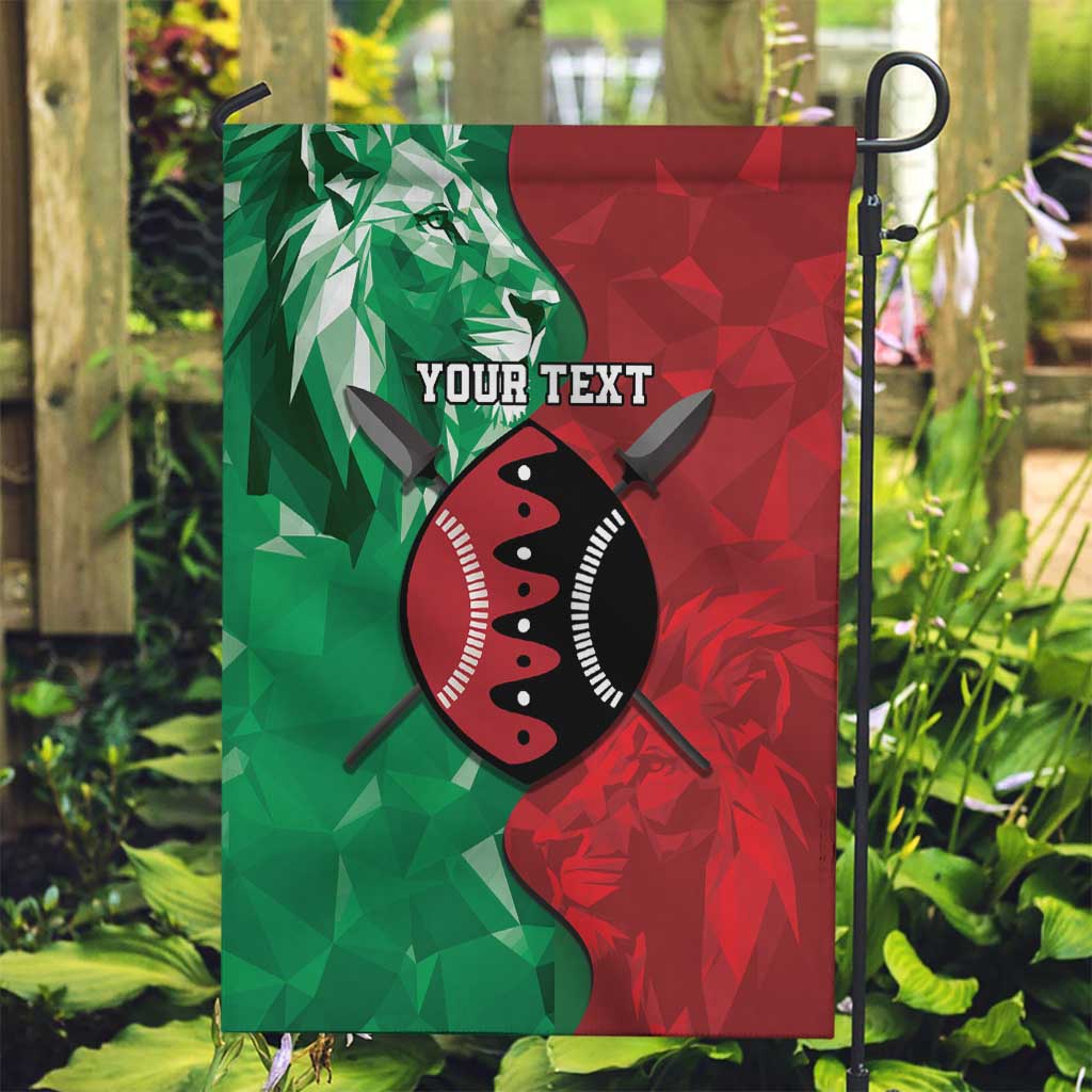 Personalized Kenya Maasai Shield Garden Flag Green Red Kenyan Lion Half Style - Wonder Print Shop