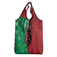 Personalized Kenya Maasai Shield Grocery Bag Green Red Kenyan Lion Half Style - Wonder Print Shop
