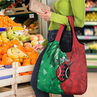 Personalized Kenya Maasai Shield Grocery Bag Green Red Kenyan Lion Half Style - Wonder Print Shop