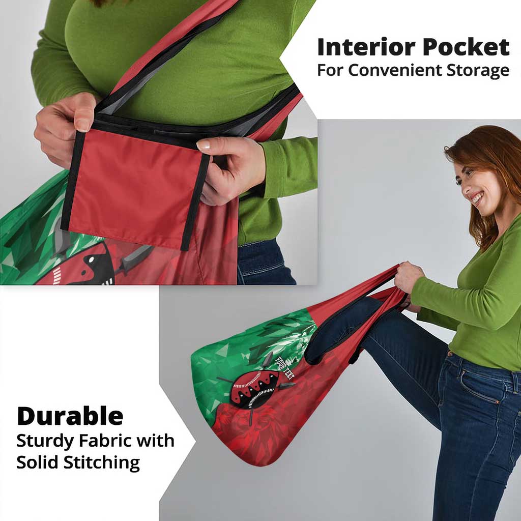 Personalized Kenya Maasai Shield Grocery Bag Green Red Kenyan Lion Half Style - Wonder Print Shop