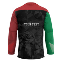 Personalized Kenya Maasai Shield Hockey Jersey Green Red Kenyan Lion Half Style - Wonder Print Shop